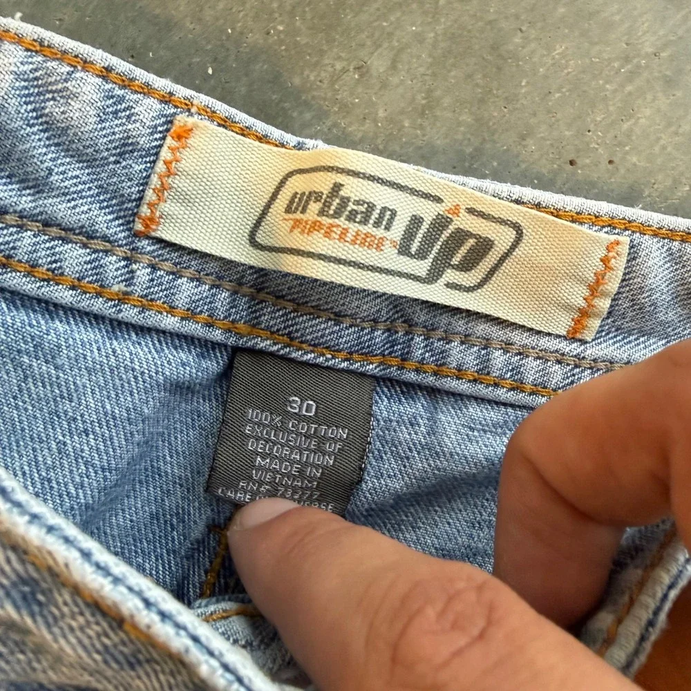 Urban Pipeline Mens Carpenter Denim Shorts Light Wash Blue Size 30 Utility